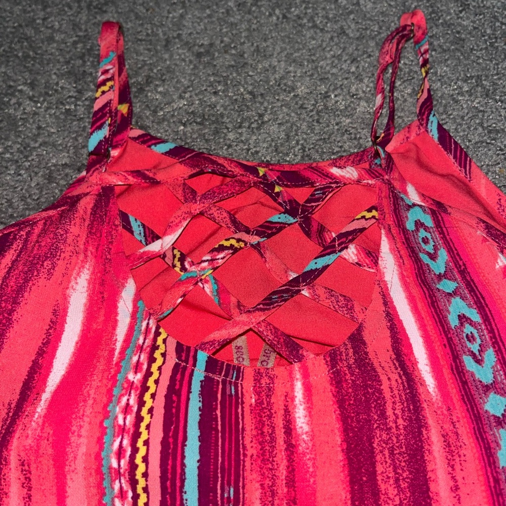 Girls'/ Youth/ Children’s High-Low Fringe Hem Summer Dress - Size Small (7/8) - Picture 3 of 4